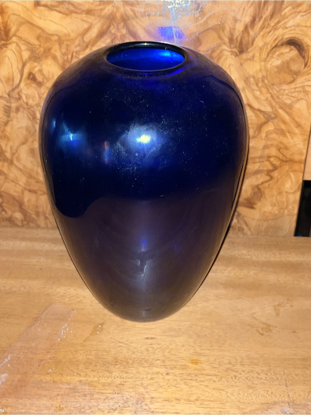 Vintage Cobalt Blue Hand-Blown Art Glass Vase | 8" Tall | Polished Pontil Heavy